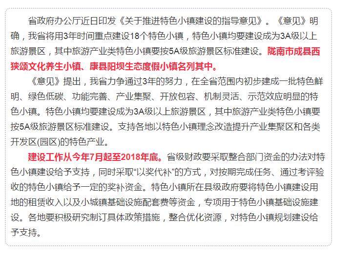 甘肅計劃3年建18個特色小鎮(zhèn)，看看隴南有幾個~